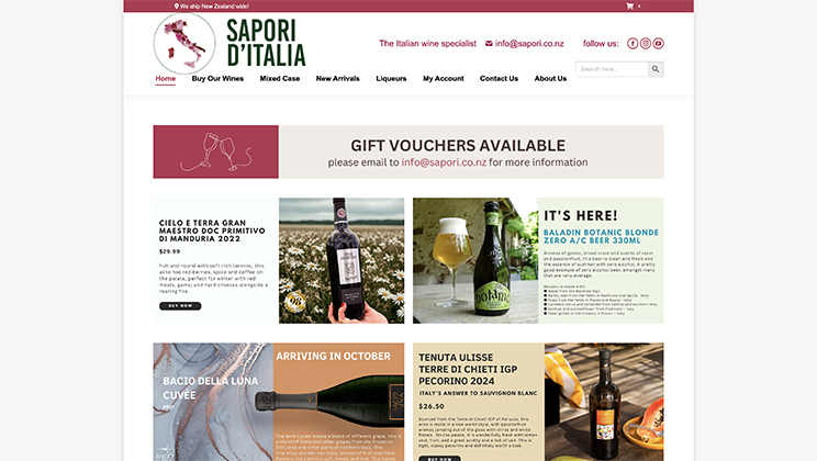 Sapori wine ecommerce website